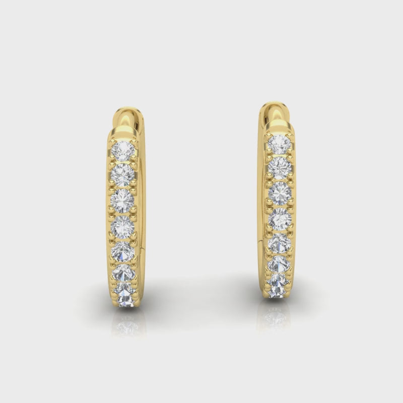 Claw Set Diamond Huggies In 18K Gold