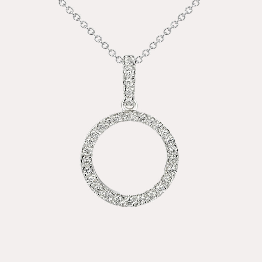 Round Brilliant Claw Set Diamond Circle Pendant Necklace In 18K Gold - The Jewelyst. - Round Brilliant Claw Set Diamond Circle Pendant Necklace In 18K Gold