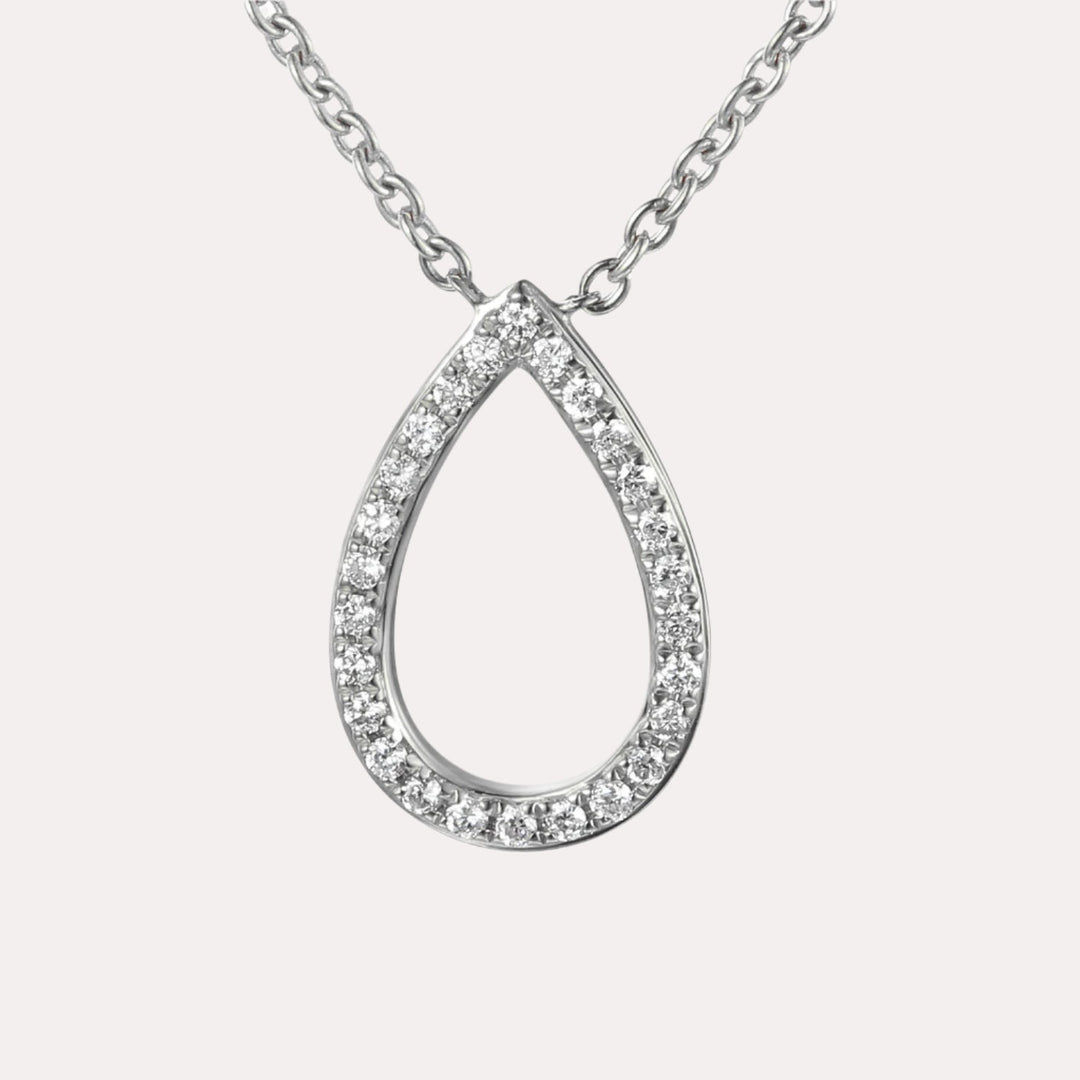 Round Brilliant Claw Set Teardrop Diamond Necklace In 18K Gold - The Jewelyst. - Round Brilliant Claw Set Teardrop Diamond Necklace In 18K Gold