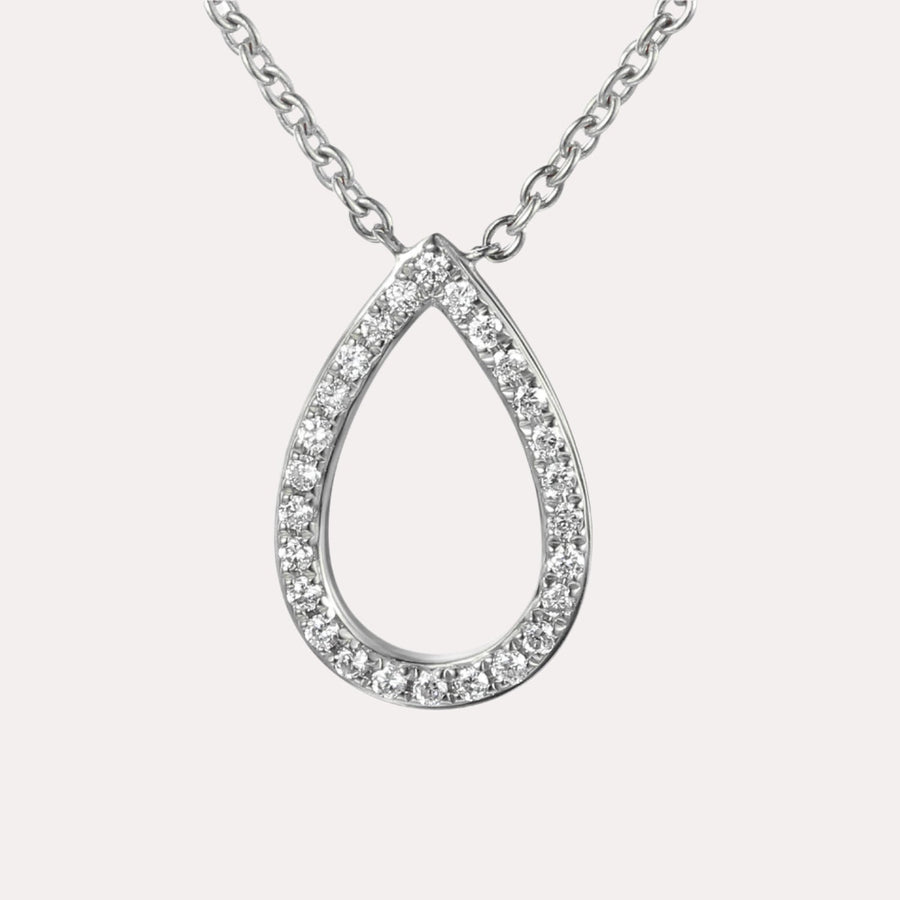 Round Brilliant Claw Set Teardrop Diamond Necklace In 18K Gold - The Jewelyst. - Round Brilliant Claw Set Teardrop Diamond Necklace In 18K Gold