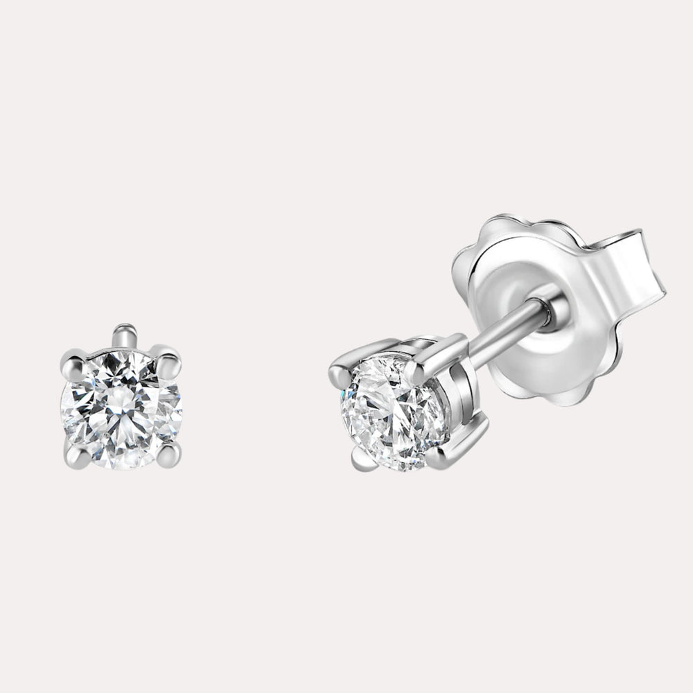 Round Brilliant Cut 4 Claw Diamond Stud Earrings - The Jewelyst. - Round Brilliant Cut 4 Claw Diamond Stud Earrings
