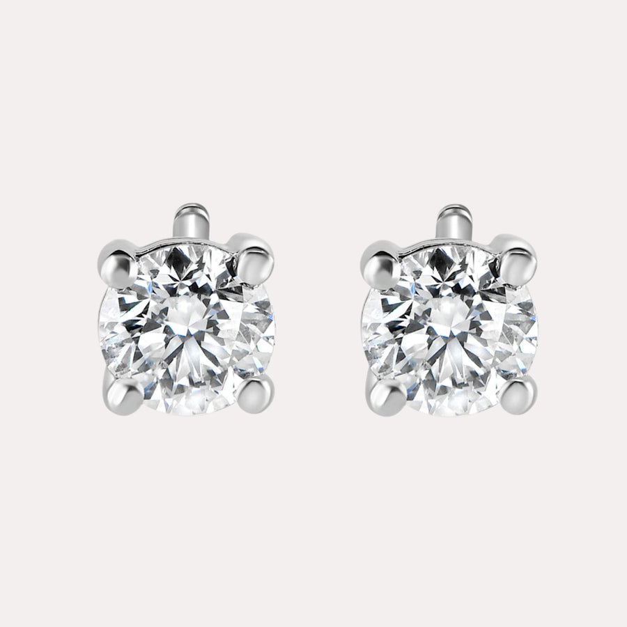 Round Brilliant Cut 4 Claw Diamond Stud Earrings - The Jewelyst. - Round Brilliant Cut 4 Claw Diamond Stud Earrings