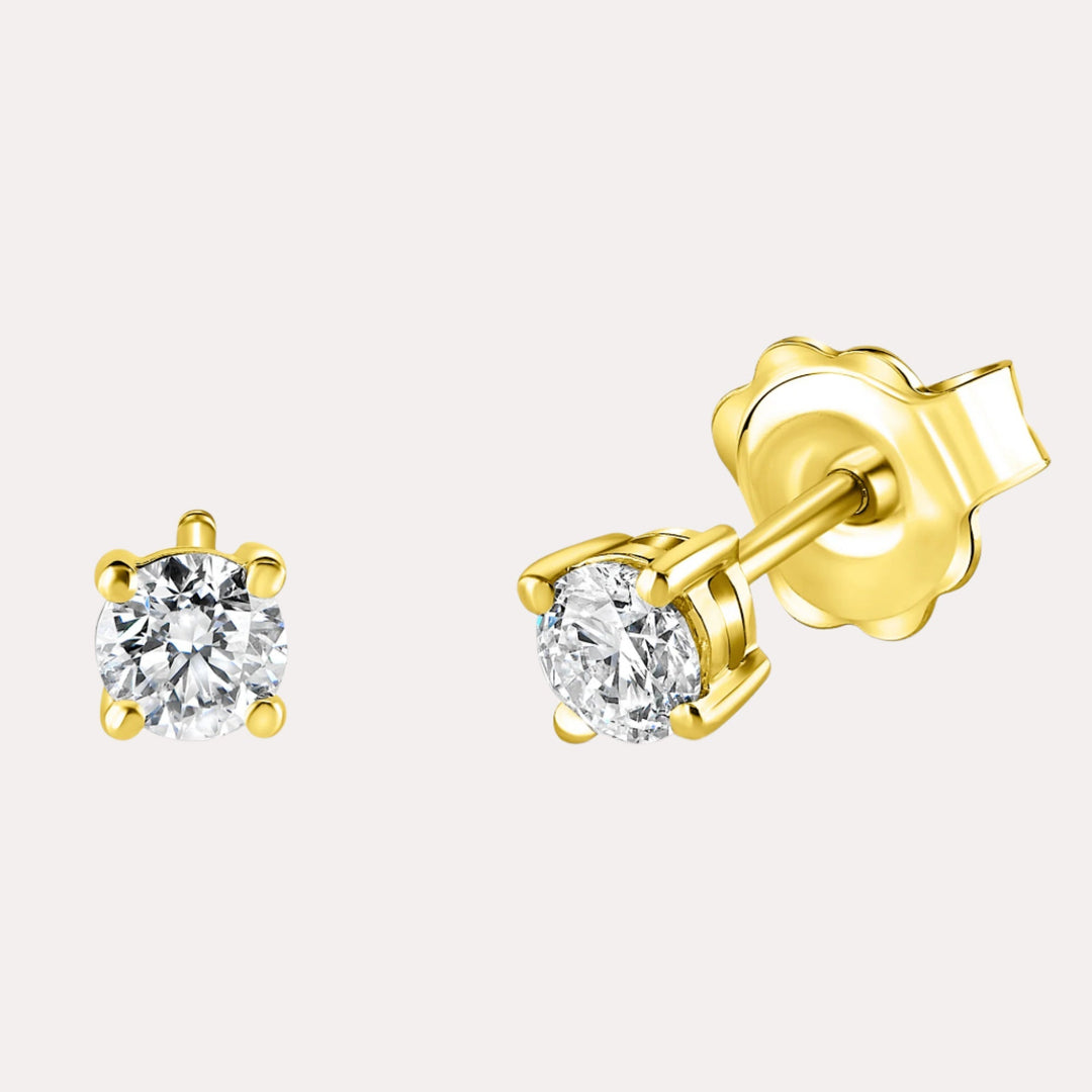 Round Brilliant Cut 4 Claw Diamond Stud Earrings - The Jewelyst. - Round Brilliant Cut 4 Claw Diamond Stud Earrings