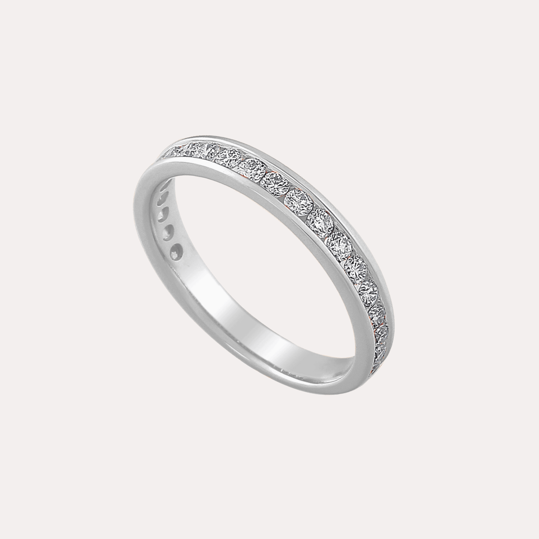 Round Brilliant Cut Channel Set Half Eternity Ring - The Jewelyst. - Round Brilliant Cut Channel Set Half Eternity Ring