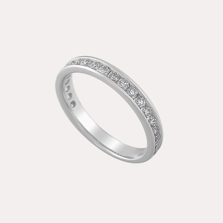 Round Brilliant Cut Channel Set Half Eternity Ring - The Jewelyst. - Round Brilliant Cut Channel Set Half Eternity Ring