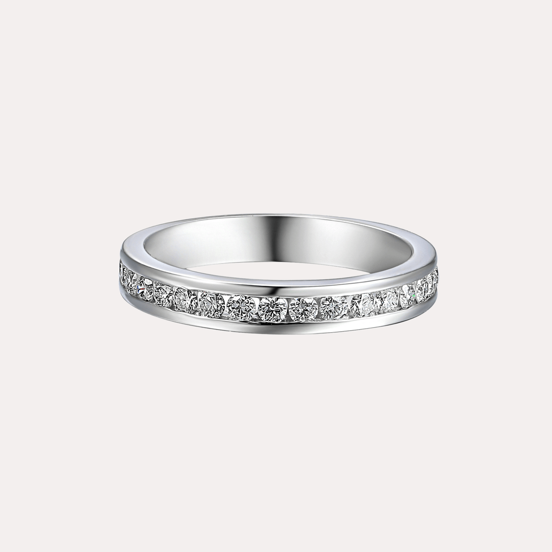 Round Brilliant Cut Channel Set Half Eternity Ring - The Jewelyst. - Round Brilliant Cut Channel Set Half Eternity Ring