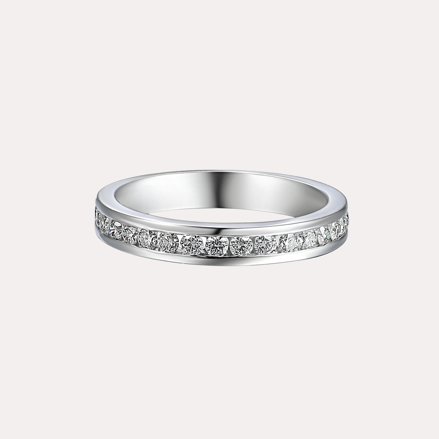Round Brilliant Cut Channel Set Half Eternity Ring - The Jewelyst. - Round Brilliant Cut Channel Set Half Eternity Ring