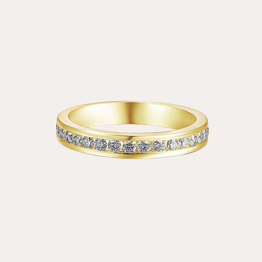 Round Brilliant Cut Channel Set Half Eternity Ring - The Jewelyst. - Round Brilliant Cut Channel Set Half Eternity Ring