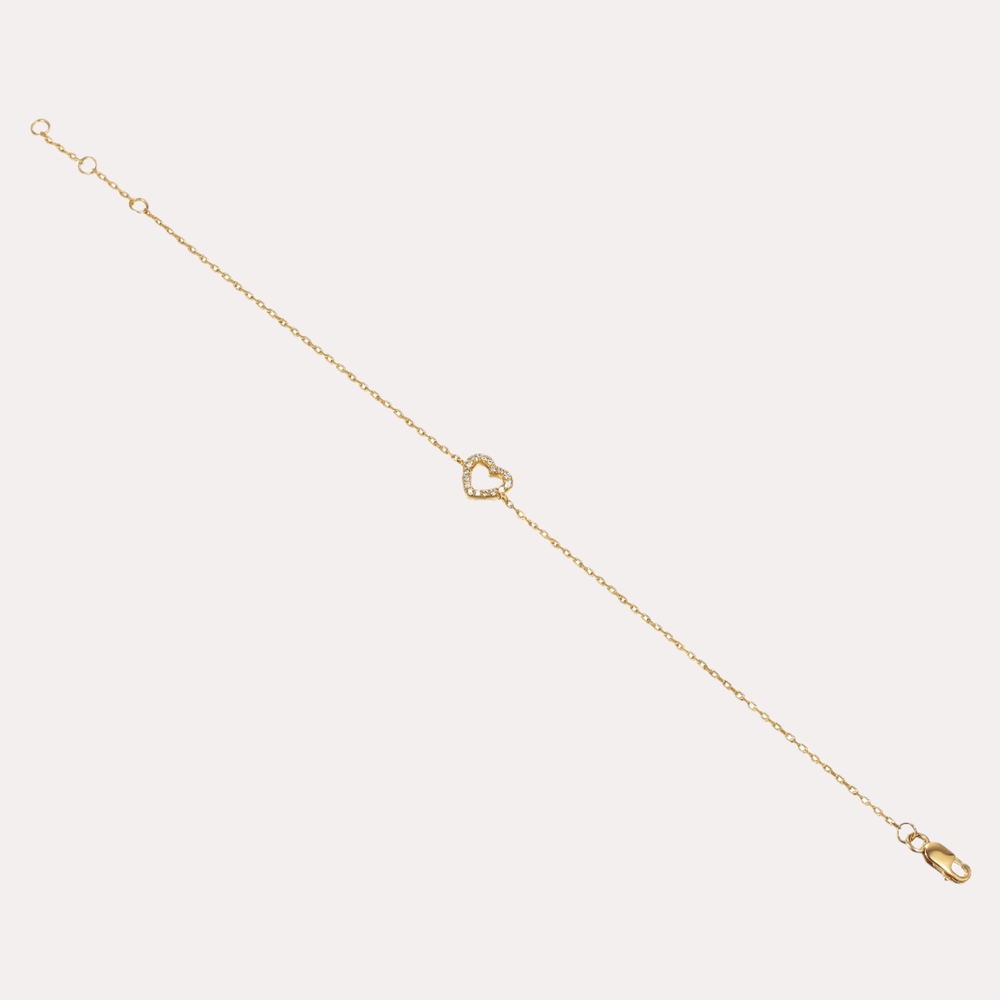 Round Brilliant Cut Diamond Heart Bracelet In 18K Gold - The Jewelyst. - Round Brilliant Cut Diamond Heart Bracelet In 18K Gold