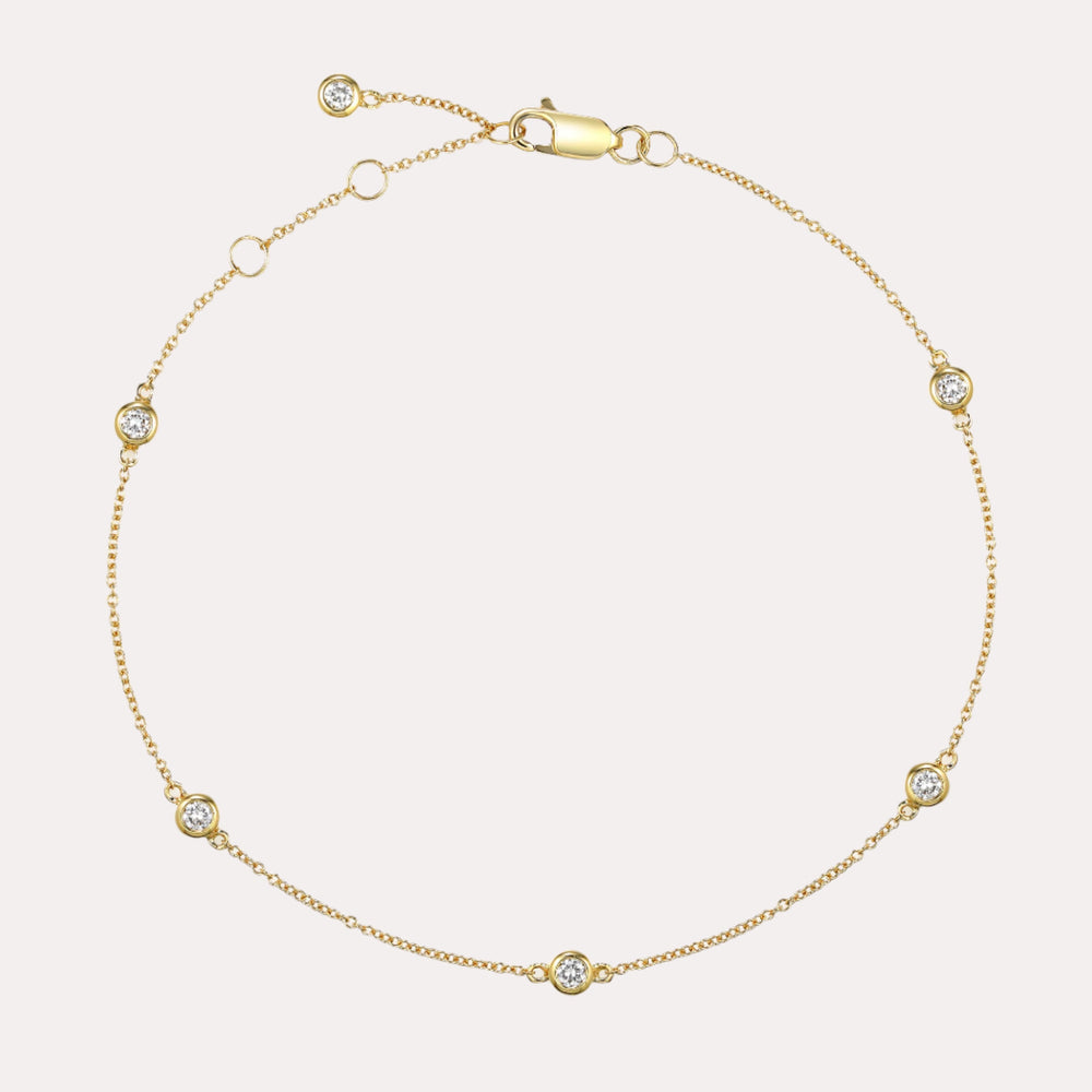 Round Brilliant Cut Diamond Rubover Bracelet In 18K Gold - The Jewelyst. - Round Brilliant Cut Diamond Rubover Bracelet In 18K Gold