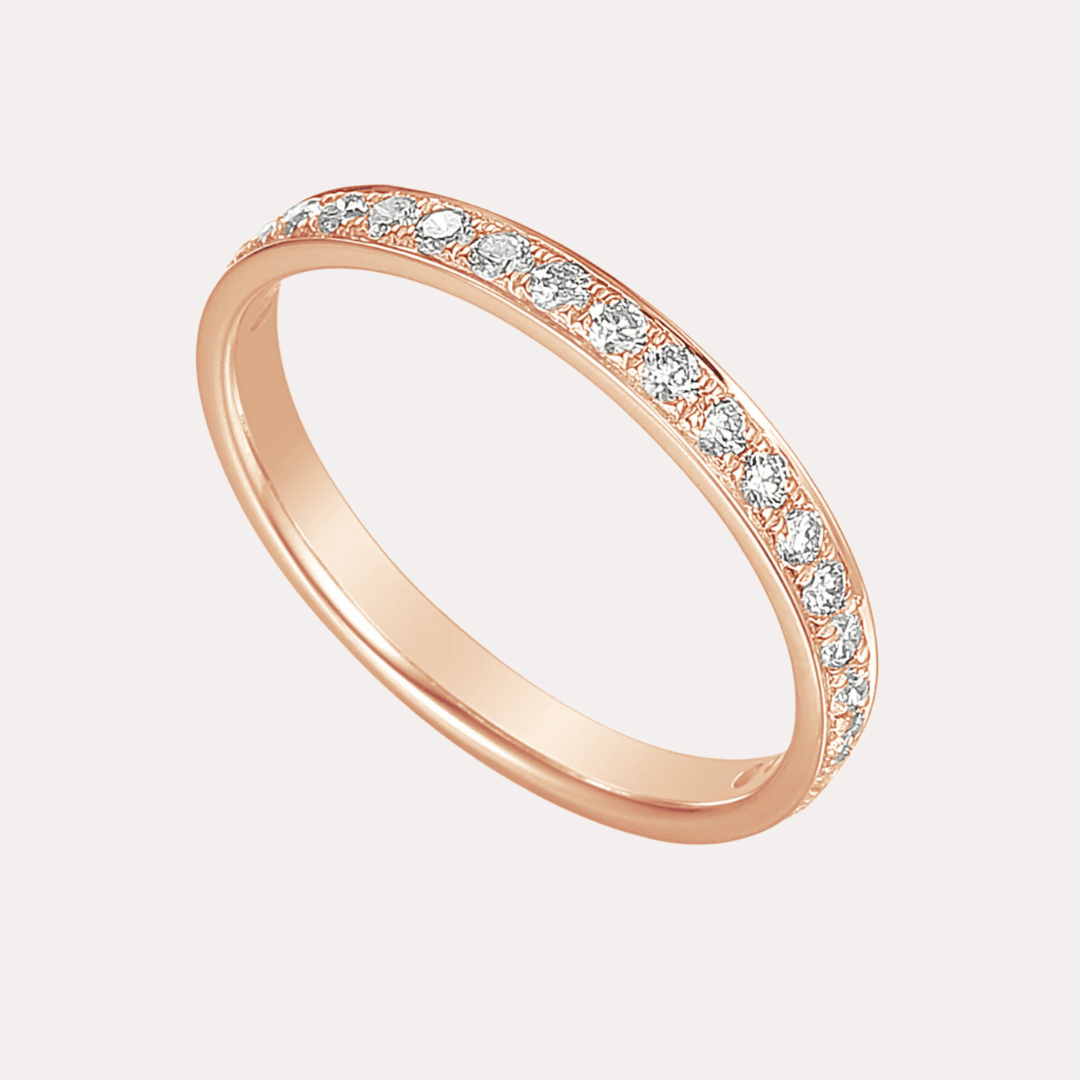 Round Brilliant Cut Grain Set Half Eternity Ring - The Jewelyst. - Round Brilliant Cut Grain Set Half Eternity Ring