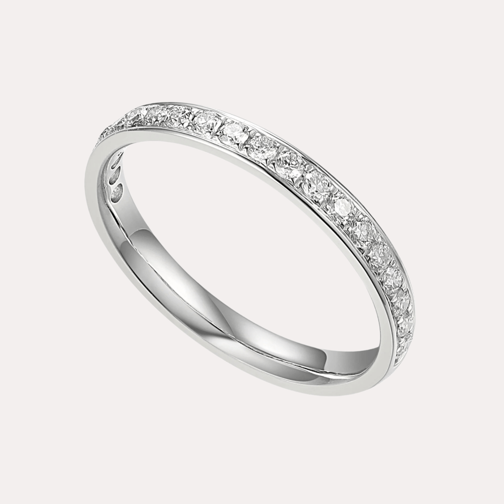 Round Brilliant Cut Grain Set Half Eternity Ring - The Jewelyst. - Round Brilliant Cut Grain Set Half Eternity Ring