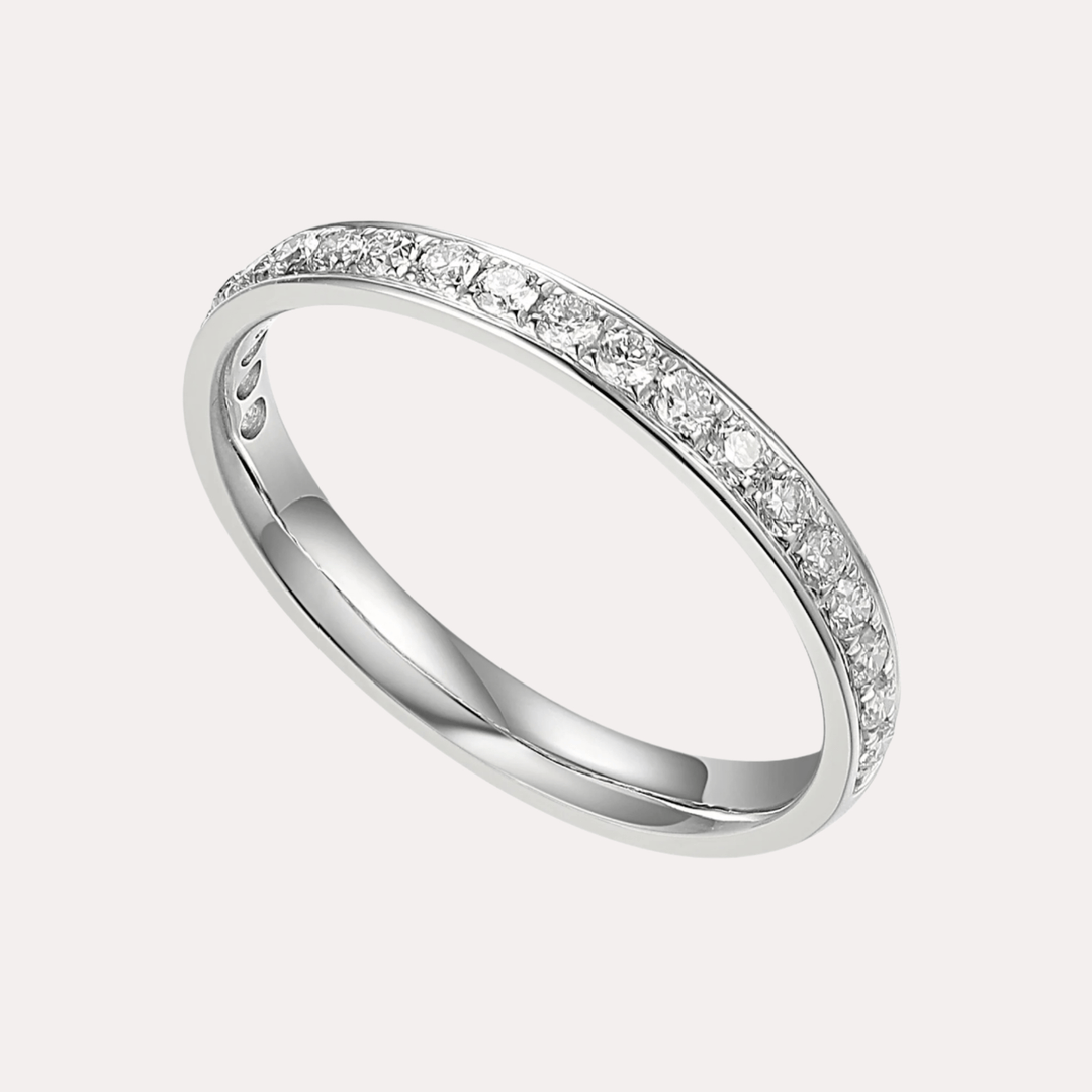 Round Brilliant Cut Grain Set Half Eternity Ring - The Jewelyst. - Round Brilliant Cut Grain Set Half Eternity Ring