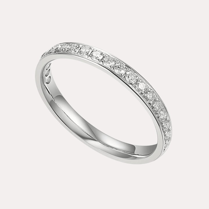 Round Brilliant Cut Grain Set Half Eternity Ring - The Jewelyst. - Round Brilliant Cut Grain Set Half Eternity Ring