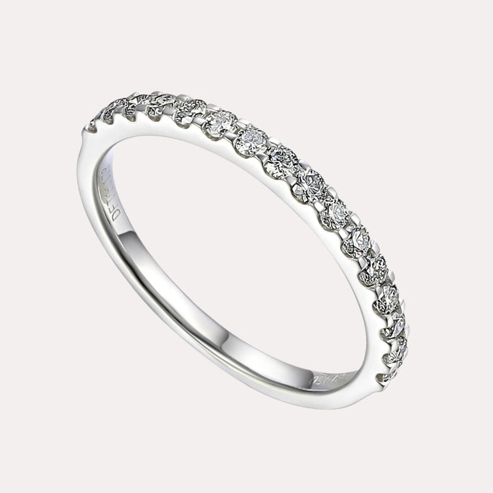 Round Brilliant Cut Scallop Set Half Eternity Ring - The Jewelyst. - Round Brilliant Cut Scallop Set Half Eternity Ring