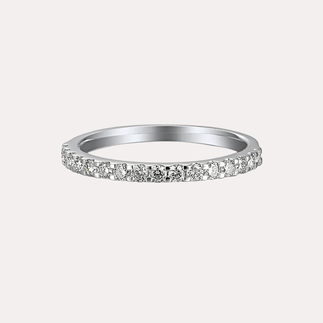 Round Brilliant Cut Scallop Set Half Eternity Ring - The Jewelyst. - Round Brilliant Cut Scallop Set Half Eternity Ring
