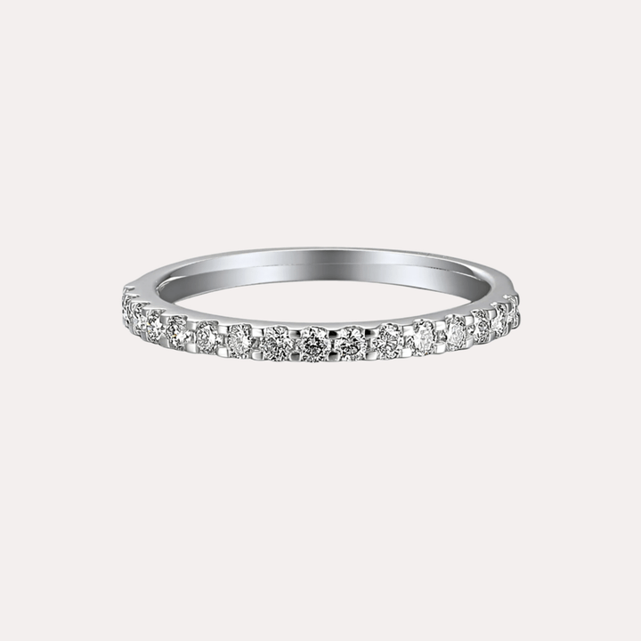 Round Brilliant Cut Scallop Set Half Eternity Ring - The Jewelyst. - Round Brilliant Cut Scallop Set Half Eternity Ring