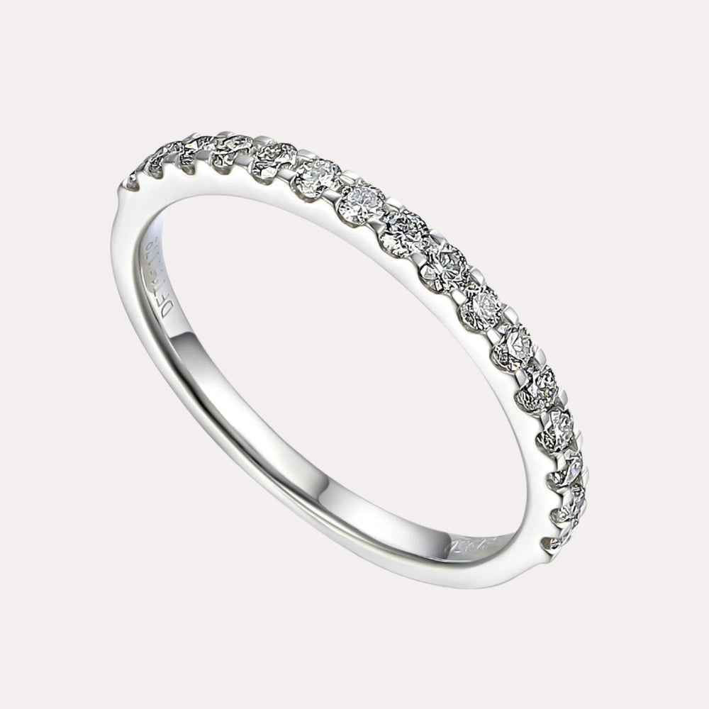 Round Brilliant Cut Scallop Set Half Eternity Ring - The Jewelyst. - Round Brilliant Cut Scallop Set Half Eternity Ring
