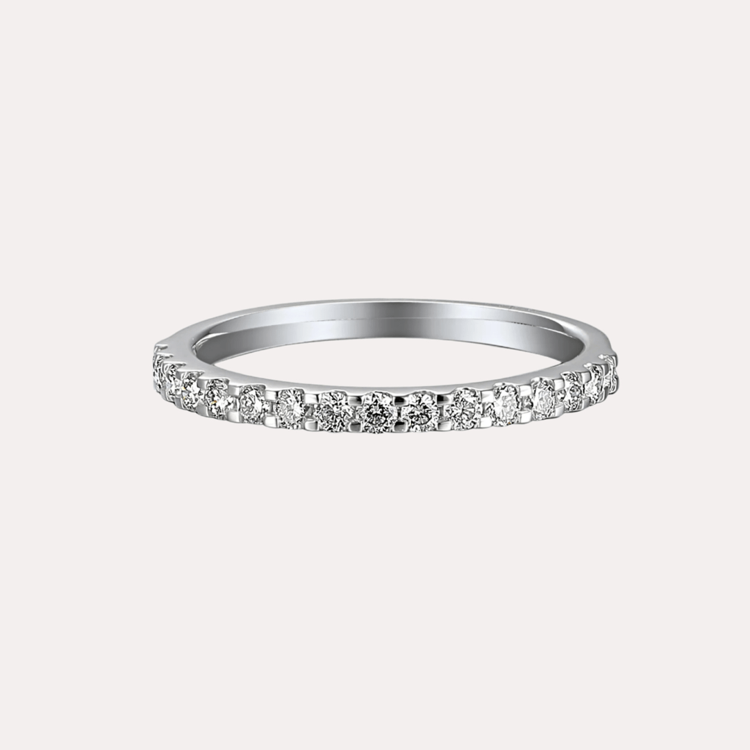 Round Brilliant Cut Scallop Set Half Eternity Ring - The Jewelyst. - Round Brilliant Cut Scallop Set Half Eternity Ring