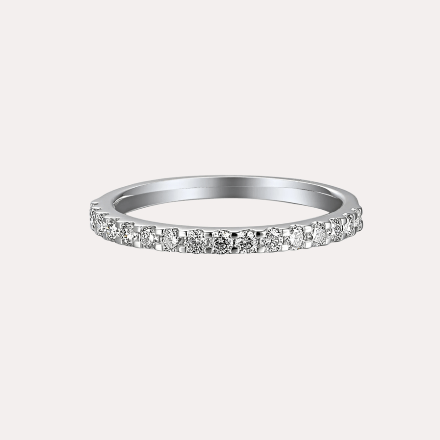 Round Brilliant Cut Scallop Set Half Eternity Ring - The Jewelyst. - Round Brilliant Cut Scallop Set Half Eternity Ring