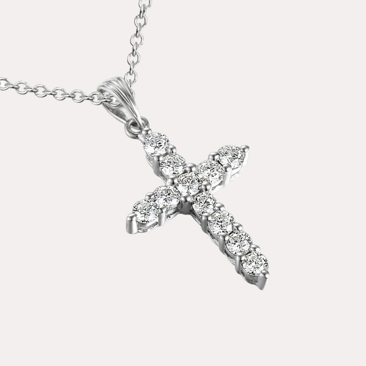 Round Brilliant Diamond Cross Pendant Necklace In 18K Gold - The Jewelyst. - Round Brilliant Diamond Cross Pendant Necklace In 18K Gold