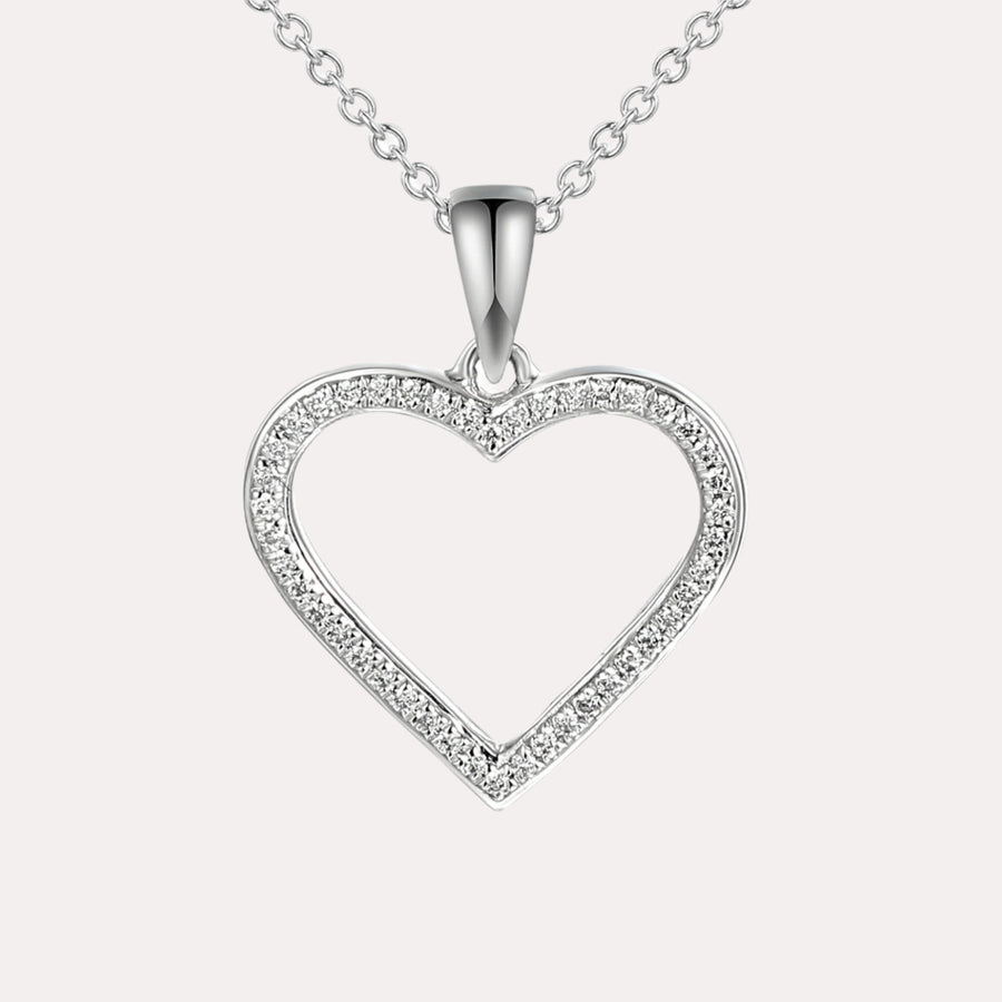 Round Brilliant Diamond Heart Shape Pendant Necklace In 18K Gold - The Jewelyst. - Round Brilliant Diamond Heart Shape Pendant Necklace In 18K Gold