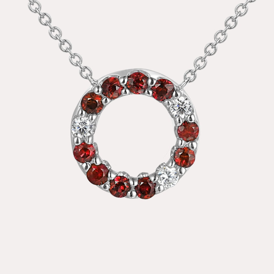 Ruby & Diamond Circle Necklace In 18K Gold - The Jewelyst. - Ruby & Diamond Circle Necklace In 18K Gold