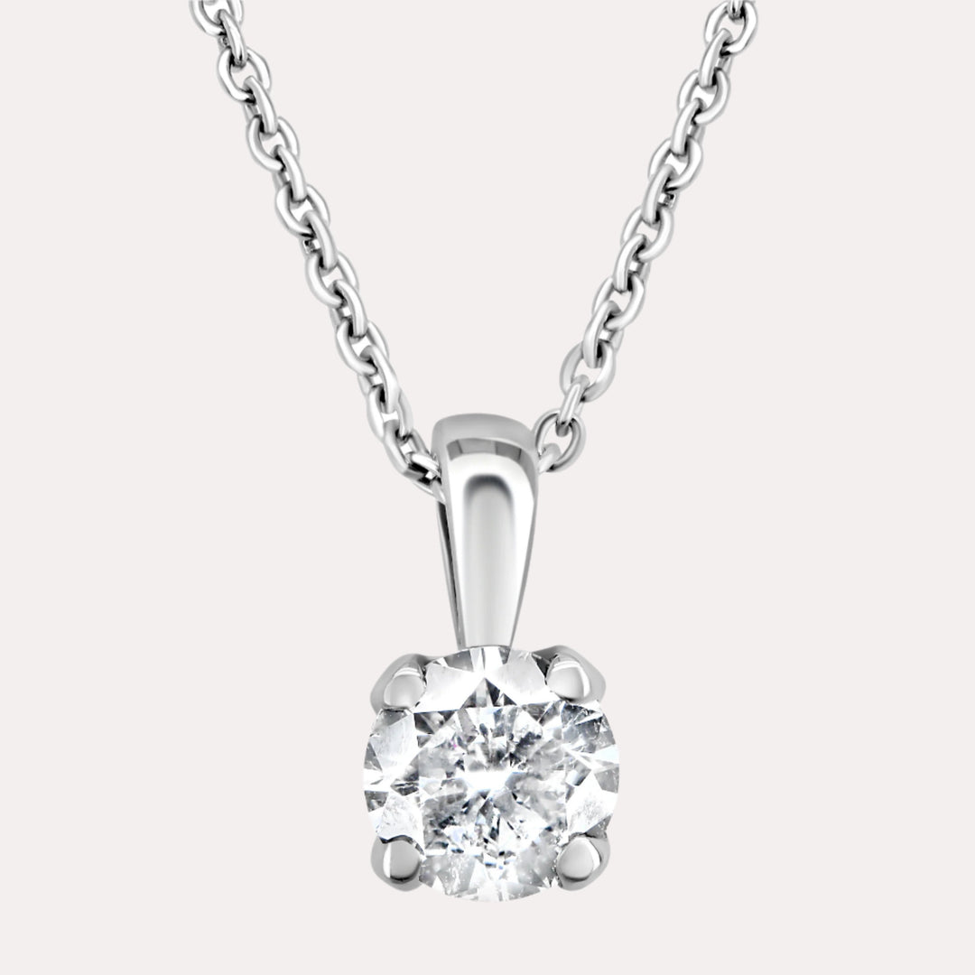 Tulip Round Diamond Single Stone Pendant Necklace - The Jewelyst. - Tulip Round Diamond Single Stone Pendant Necklace