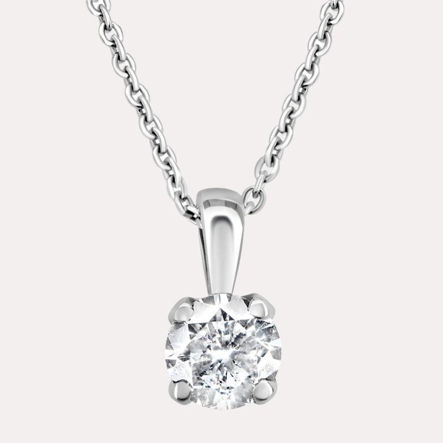 Tulip Round Diamond Single Stone Pendant Necklace - The Jewelyst. - Tulip Round Diamond Single Stone Pendant Necklace