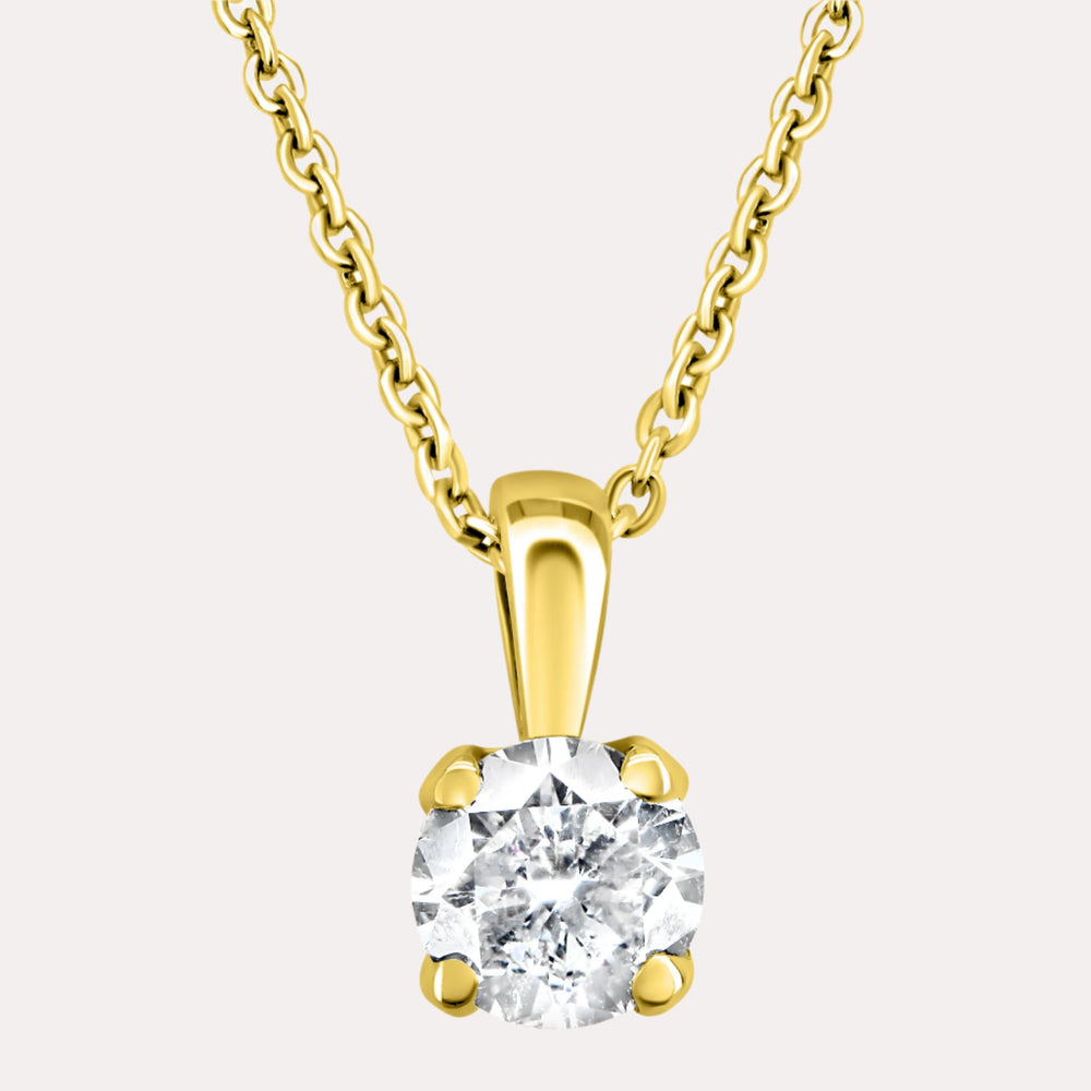 Tulip Round Diamond Single Stone Pendant Necklace - The Jewelyst. - Tulip Round Diamond Single Stone Pendant Necklace
