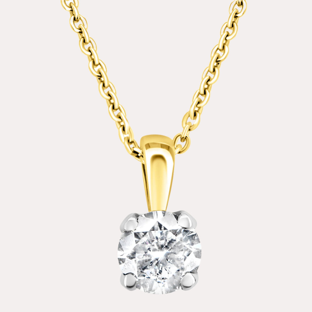 Tulip Round Diamond Single Stone Pendant Necklace - The Jewelyst. - Tulip Round Diamond Single Stone Pendant Necklace