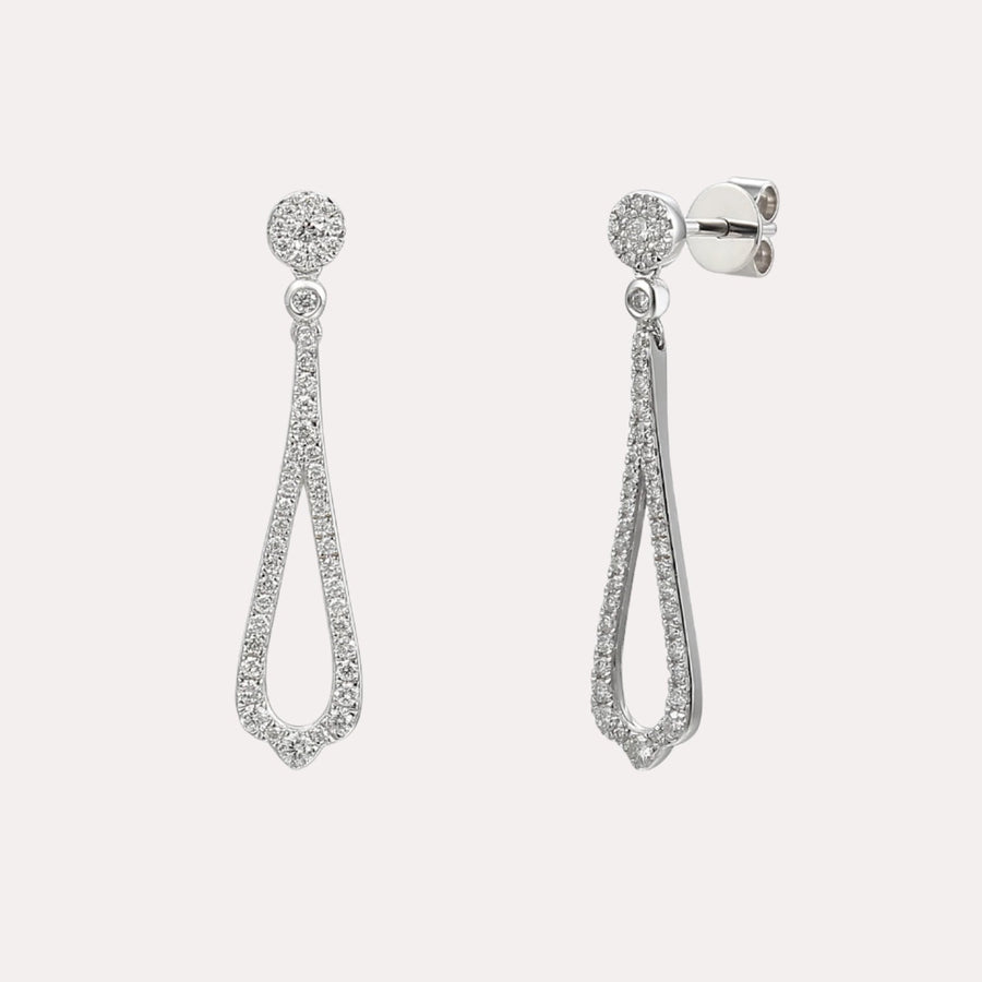 Vintage Inspired Diamond Drop Earrings In 18K Gold - The Jewelyst. - Vintage Inspired Diamond Drop Earrings In 18K Gold
