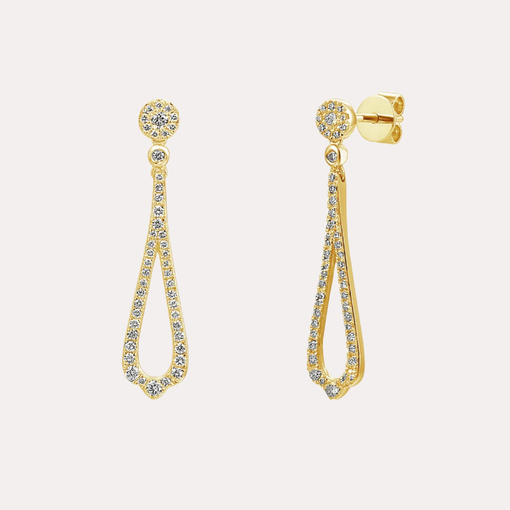 Vintage Inspired Diamond Drop Earrings In 18K Gold - The Jewelyst. - Vintage Inspired Diamond Drop Earrings In 18K Gold